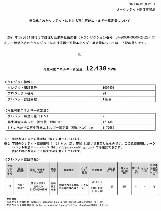 無効化されたクレジットにおける再生可能エネルギー算定量について20210531.png